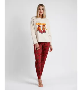 ADMAS Long Sleeve Keep Walking Beige Pajama